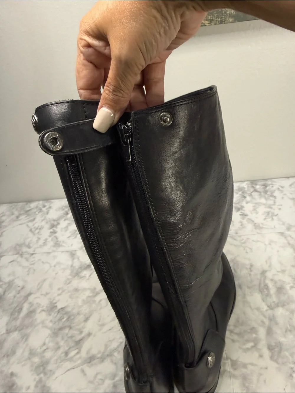 Arturo Chiang Classic Black soft Leather Knee High Women's Riding Boots Sz 8 MW